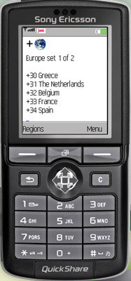 Intlcodes - International dialling codes app for all Java enabled handsets, by Tigerlily Digital www.td2go.com